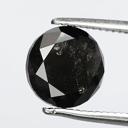 2.48 CT Round Brilliant cut Salt and Pepper Diamond, 7.80 mm Natural Gray Black Ethical Diamond