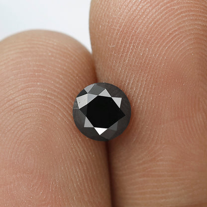 Round Brilliant Cut 1.13 CT Black Diamond, Natural Treated Loose Diamond for Women Ring Setting