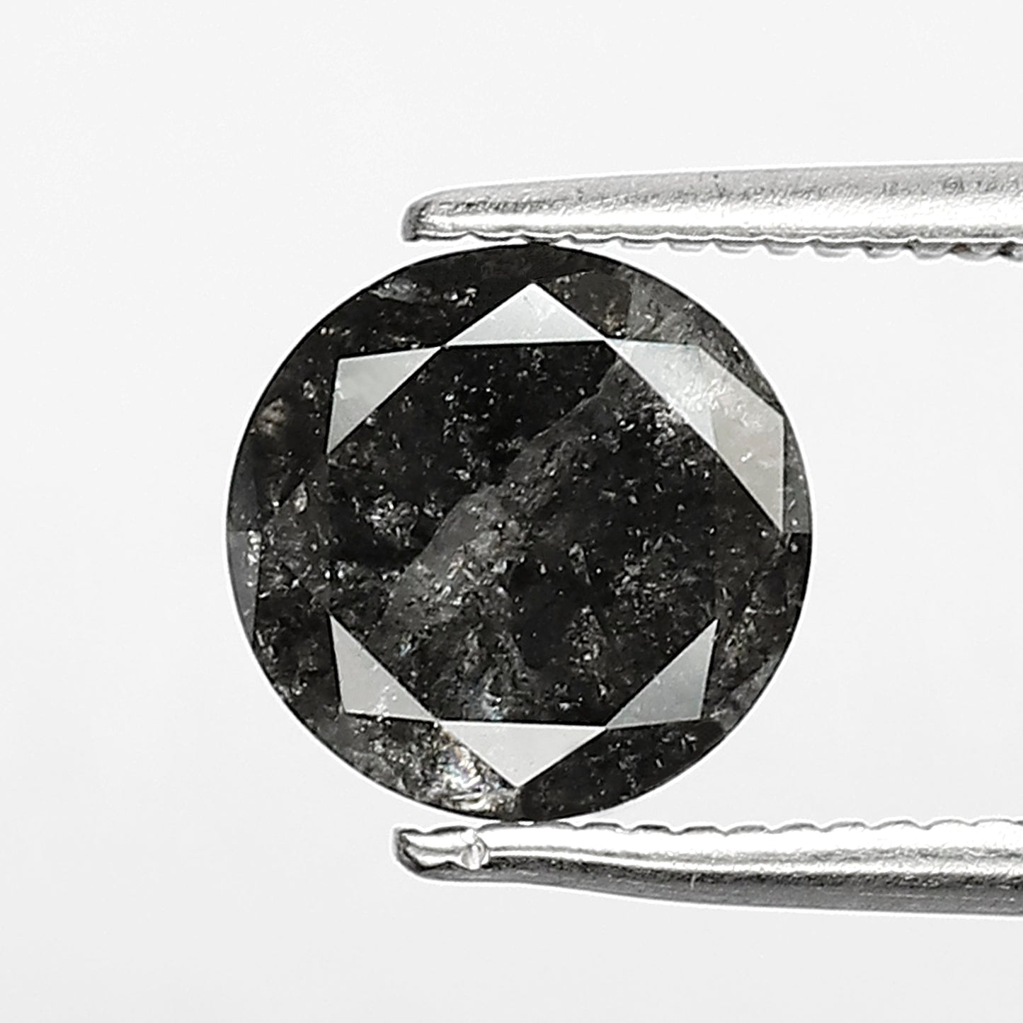 Natural 1.80 CT Gray Black Salt and Pepper Diamond, Round Brilliant Cut Loose Ethical Diamond for Engagement Ring and Custom Jewelry