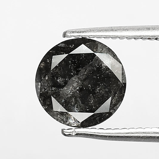 Natural 1.80 CT Gray Black Salt and Pepper Diamond, Round Brilliant Cut Loose Ethical Diamond for Engagement Ring and Custom Jewelry