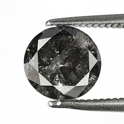 Natural 1.80 CT Gray Black Salt and Pepper Diamond, Round Brilliant Cut Loose Ethical Diamond for Engagement Ring and Custom Jewelry