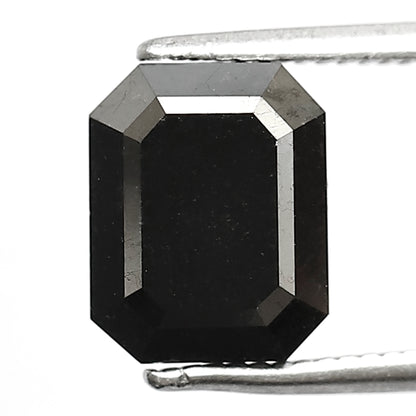 3.33 CT Emerald Shape Black Diamond, Loose Ethical Natural Treated Diamond for Engagement & Bridal Ring