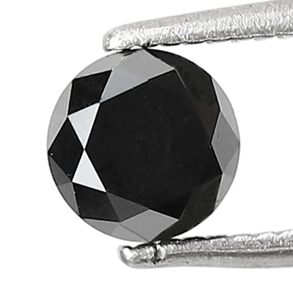 Natural Treated 0.84 CT Black Diamond, 5.10 mm Round Brilliant Cut Loose Diamond for Custom Bridal Jewelry
