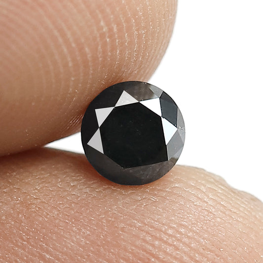 Natural Treated 0.84 CT Black Diamond, 5.10 mm Round Brilliant Cut Loose Diamond for Custom Bridal Jewelry