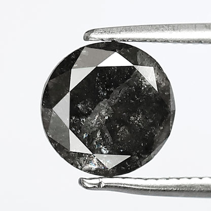 Natural 1.80 CT Gray Black Salt and Pepper Diamond, Round Brilliant Cut Loose Ethical Diamond for Engagement Ring and Custom Jewelry