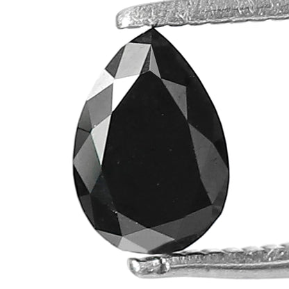 0.97 CT Loose Pear Shape Black Diamond, Natural Treated Earth Mined Diamond for Custom Jewelry