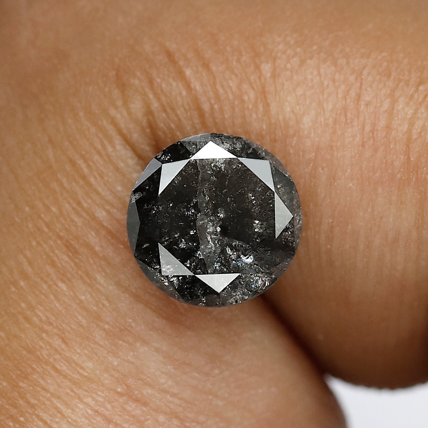 Natural 1.80 CT Gray Black Salt and Pepper Diamond, Round Brilliant Cut Loose Ethical Diamond for Engagement Ring and Custom Jewelry