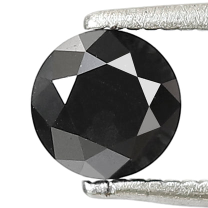 0.88 CT Round Brilliant cut Loose Diamond, 5.40 x 5.40 mm Natural Treated Black Ethical Diamond