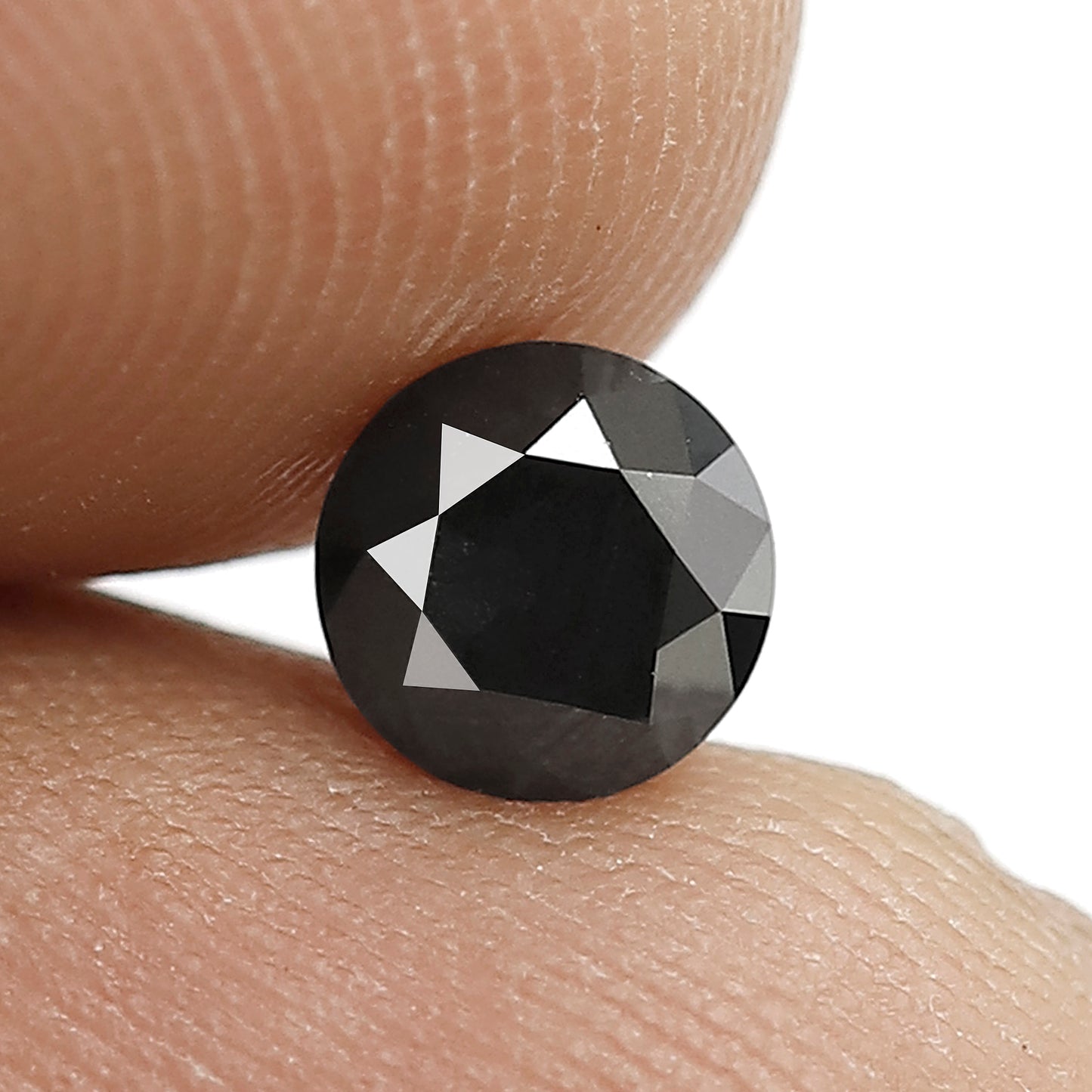 0.88 CT Round Brilliant cut Loose Diamond, 5.40 x 5.40 mm Natural Treated Black Ethical Diamond