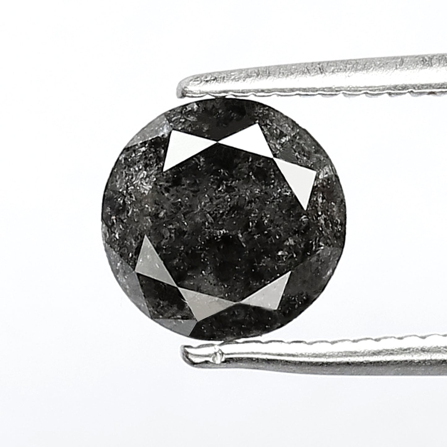 1.44 CT Gray Black Round Brilliant Salt and Pepper Diamond, Natural Ethical Loose Diamond for Engagement Ring, Wedding Jewelry Stone
