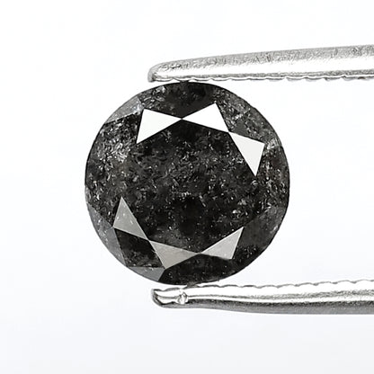 1.44 CT Gray Black Round Brilliant Salt and Pepper Diamond, Natural Ethical Loose Diamond for Engagement Ring, Wedding Jewelry Stone