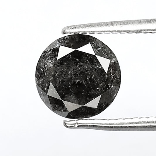 1.44 CT Gray Black Round Brilliant Salt and Pepper Diamond, Natural Ethical Loose Diamond for Engagement Ring, Wedding Jewelry Stone