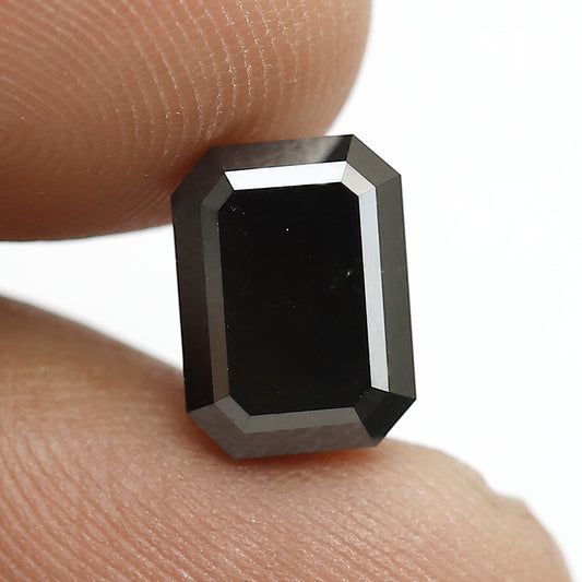 Natural Treated 4.25 CT Black Diamond Emerald Cut, Loose Ethical Diamond for Wedding & Engagement Ring