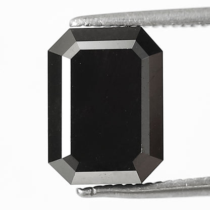 Natural Treated 4.25 CT Black Diamond Emerald Cut, Loose Ethical Diamond for Wedding & Engagement Ring