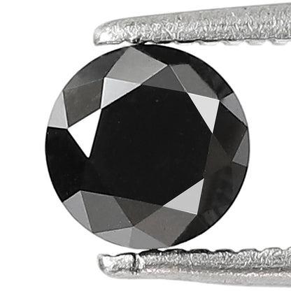 0.88 CT Round Brilliant Cut Loose Black Diamond, Natural Treated Ethical Diamond for Proposal Ring