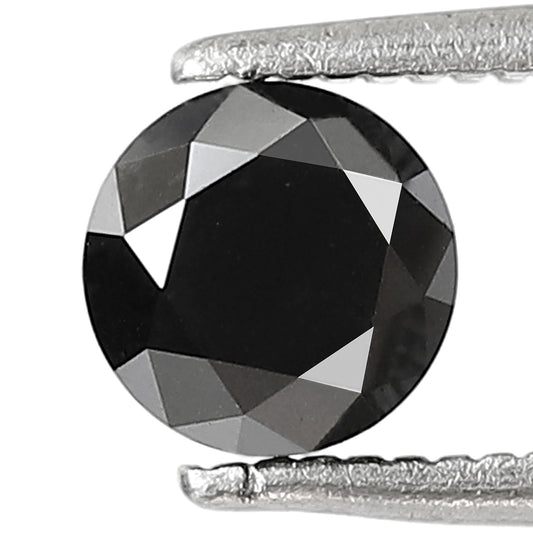 0.88 CT Round Brilliant Cut Loose Black Diamond, Natural Treated Ethical Diamond for Proposal Ring