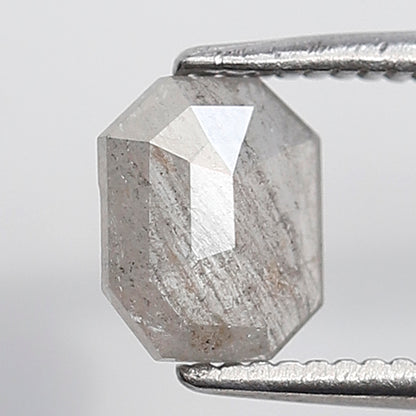 0.64 Ct Emerald Shape Salt and Pepper Pepper Diamond 6 MM Grey Black Color Natural Loose Diamond