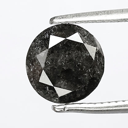 1.44 CT Gray Black Round Brilliant Salt and Pepper Diamond, Natural Ethical Loose Diamond for Engagement Ring, Wedding Jewelry Stone