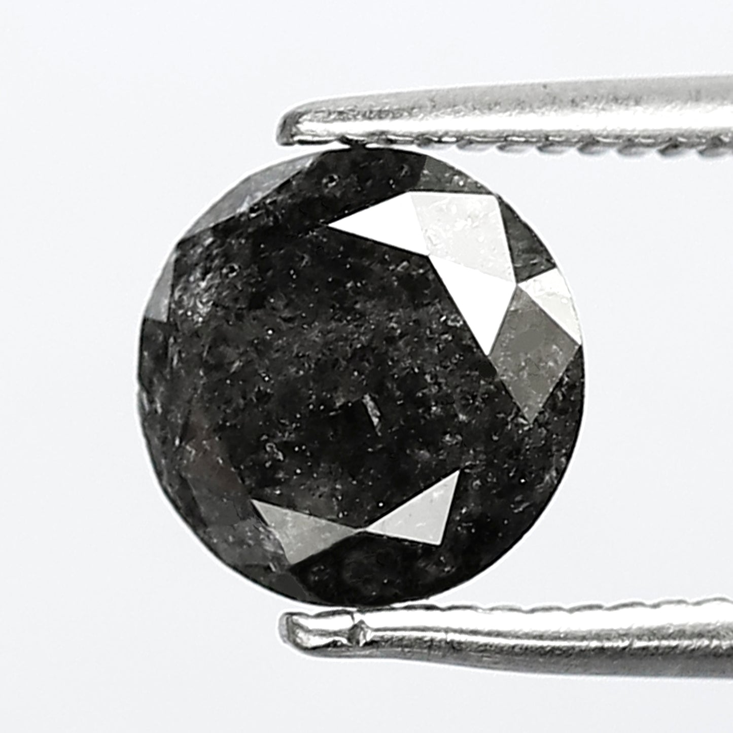 1.44 CT Gray Black Round Brilliant Salt and Pepper Diamond, Natural Ethical Loose Diamond for Engagement Ring, Wedding Jewelry Stone