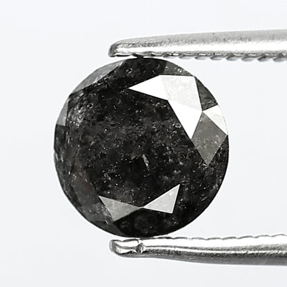 1.44 CT Gray Black Round Brilliant Salt and Pepper Diamond, Natural Ethical Loose Diamond for Engagement Ring, Wedding Jewelry Stone