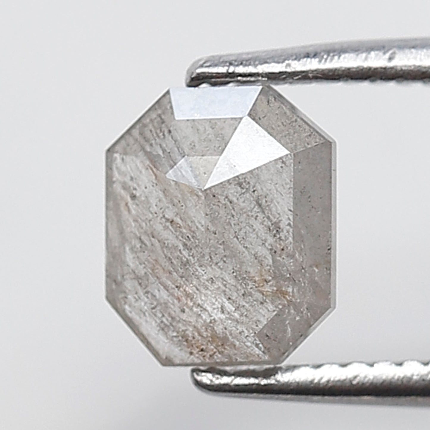 0.64 Ct Emerald Shape Salt and Pepper Pepper Diamond 6 MM Grey Black Color Natural Loose Diamond