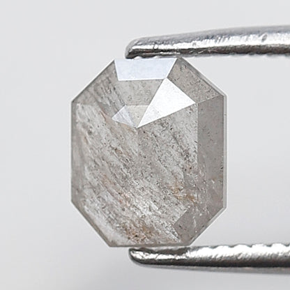 0.64 Ct Emerald Shape Salt and Pepper Pepper Diamond 6 MM Grey Black Color Natural Loose Diamond