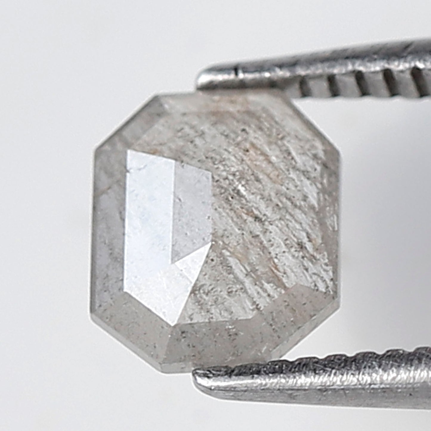 0.64 Ct Emerald Shape Salt and Pepper Pepper Diamond 6 MM Grey Black Color Natural Loose Diamond