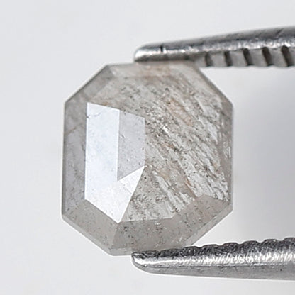 0.64 Ct Emerald Shape Salt and Pepper Pepper Diamond 6 MM Grey Black Color Natural Loose Diamond
