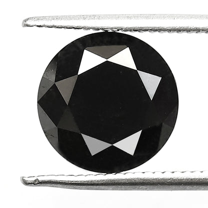 Natural Treated 3.79 CT Black Diamond Round Brilliant Cut, Loose Conflict Free Diamond for Engagement Ring