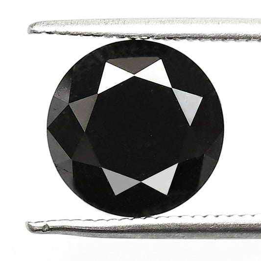 Natural Treated 3.79 CT Black Diamond Round Brilliant Cut, Loose Conflict Free Diamond for Engagement Ring