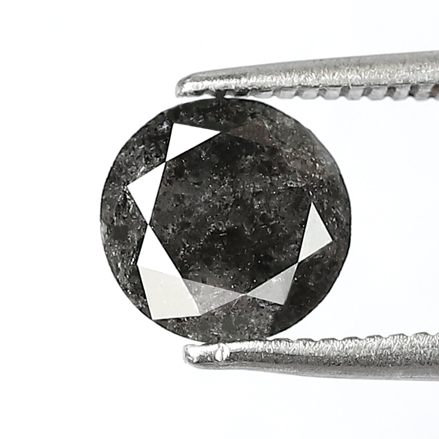 1.44 CT Gray Black Round Brilliant Salt and Pepper Diamond, Natural Ethical Loose Diamond for Engagement Ring, Wedding Jewelry Stone