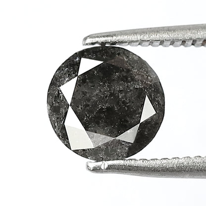 1.44 CT Gray Black Round Brilliant Salt and Pepper Diamond, Natural Ethical Loose Diamond for Engagement Ring, Wedding Jewelry Stone