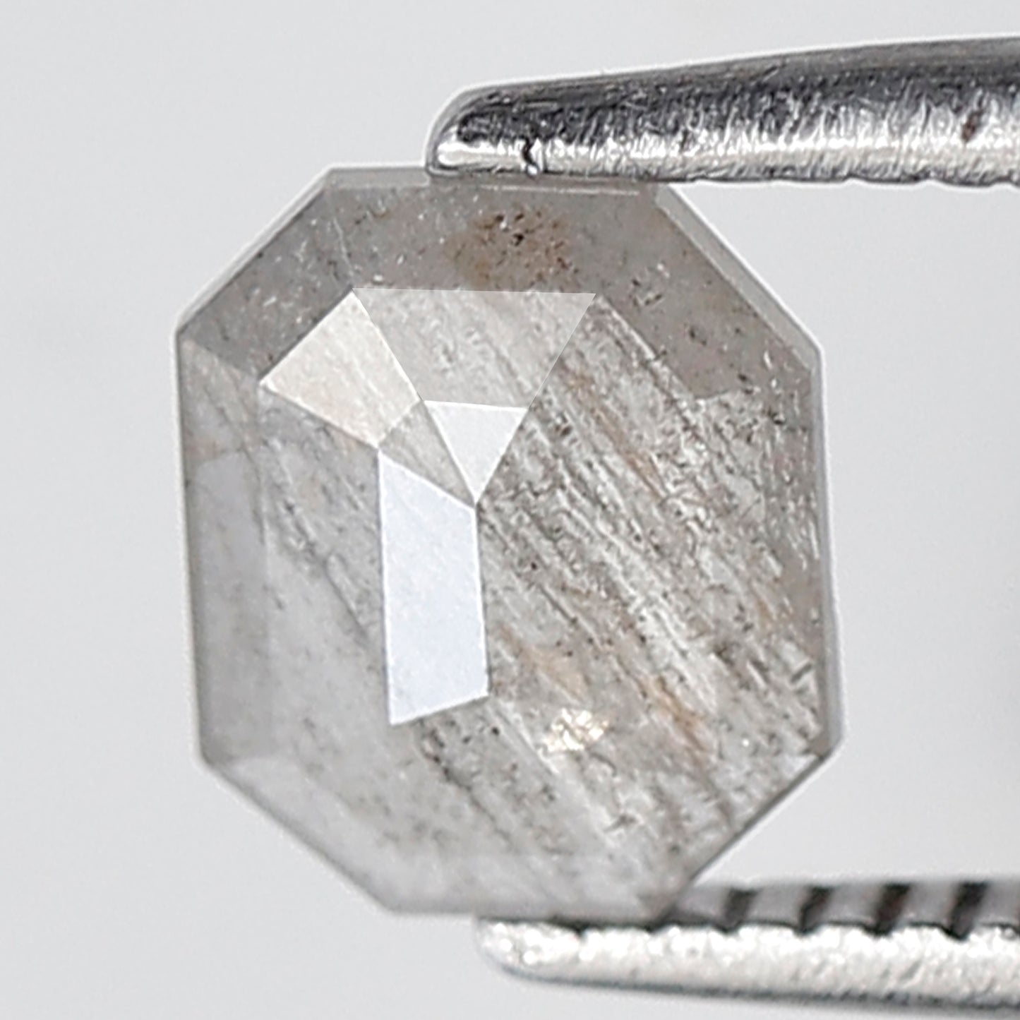 0.64 Ct Emerald Shape Salt and Pepper Pepper Diamond 6 MM Grey Black Color Natural Loose Diamond