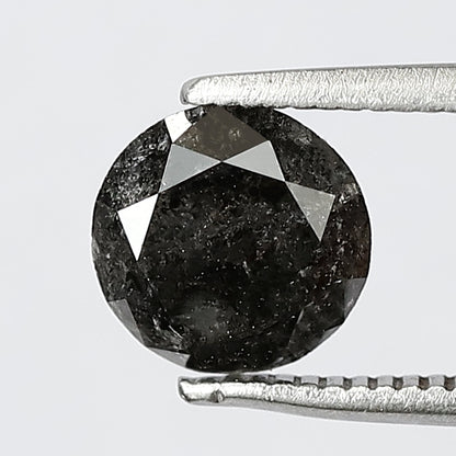1.44 CT Gray Black Round Brilliant Salt and Pepper Diamond, Natural Ethical Loose Diamond for Engagement Ring, Wedding Jewelry Stone