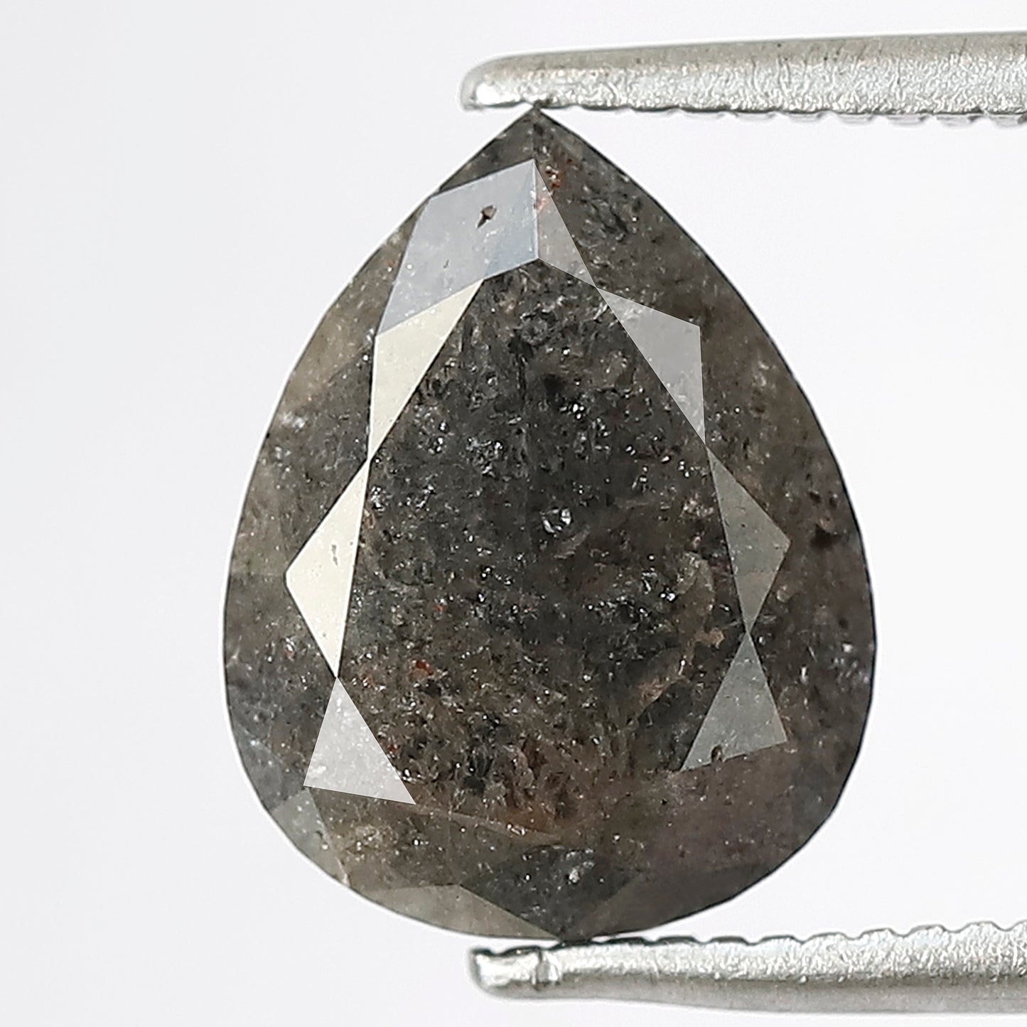 2.86 CT Pear Shape Salt and Pepper Loose Diamond, 10.50 mm Natural Gray Black Earth Mined Diamond For Making Pear Diamond Ring