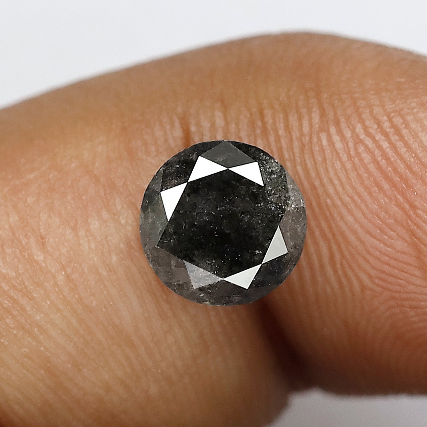 1.44 CT Gray Black Round Brilliant Salt and Pepper Diamond, Natural Ethical Loose Diamond for Engagement Ring, Wedding Jewelry Stone