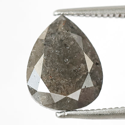 2.86 CT Pear Shape Salt and Pepper Loose Diamond, 10.50 mm Natural Gray Black Earth Mined Diamond For Making Pear Diamond Ring