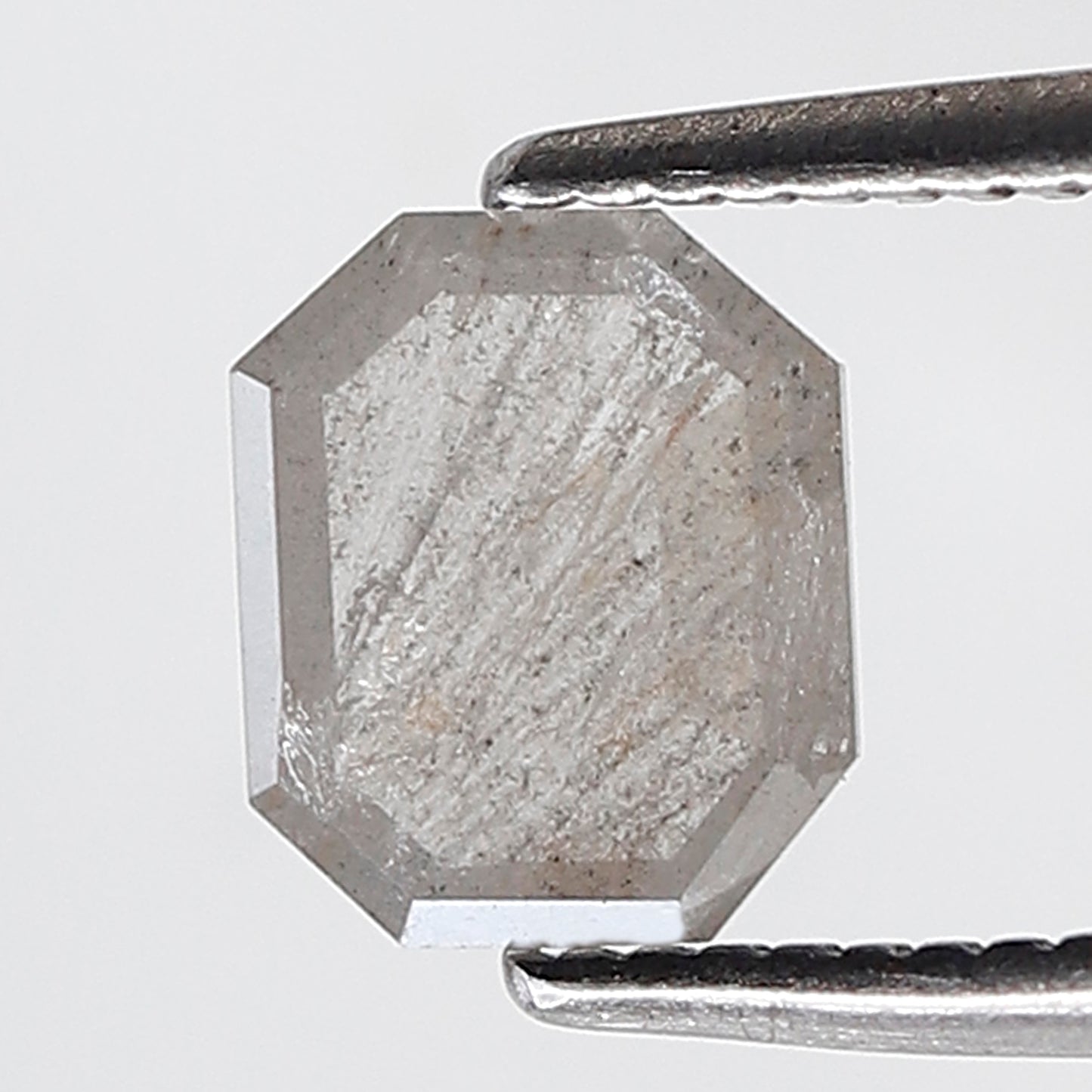 0.64 Ct Emerald Shape Salt and Pepper Pepper Diamond 6 MM Grey Black Color Natural Loose Diamond