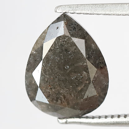 2.86 CT Pear Shape Salt and Pepper Loose Diamond, 10.50 mm Natural Gray Black Earth Mined Diamond For Making Pear Diamond Ring