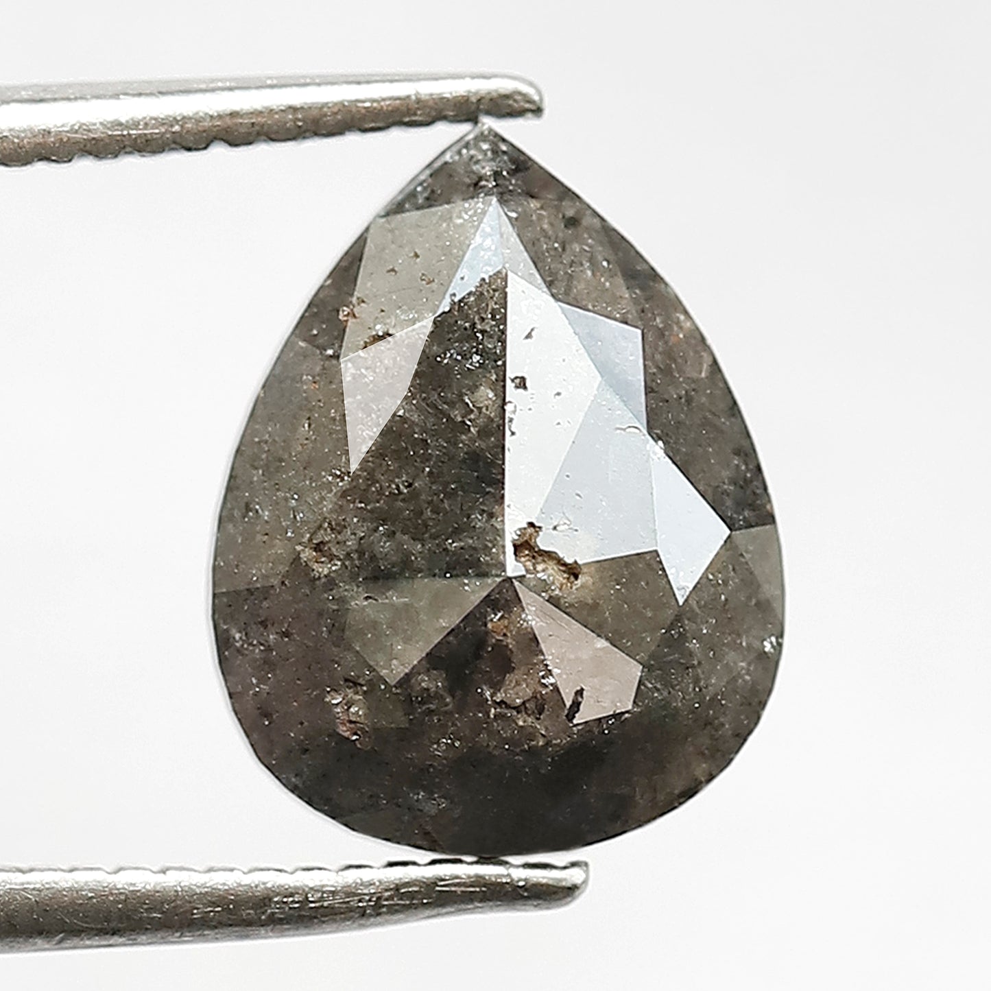 2.86 CT Pear Shape Salt and Pepper Loose Diamond, 10.50 mm Natural Gray Black Earth Mined Diamond For Making Pear Diamond Ring