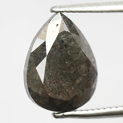 2.86 CT Pear Shape Salt and Pepper Loose Diamond, 10.50 mm Natural Gray Black Earth Mined Diamond For Making Pear Diamond Ring
