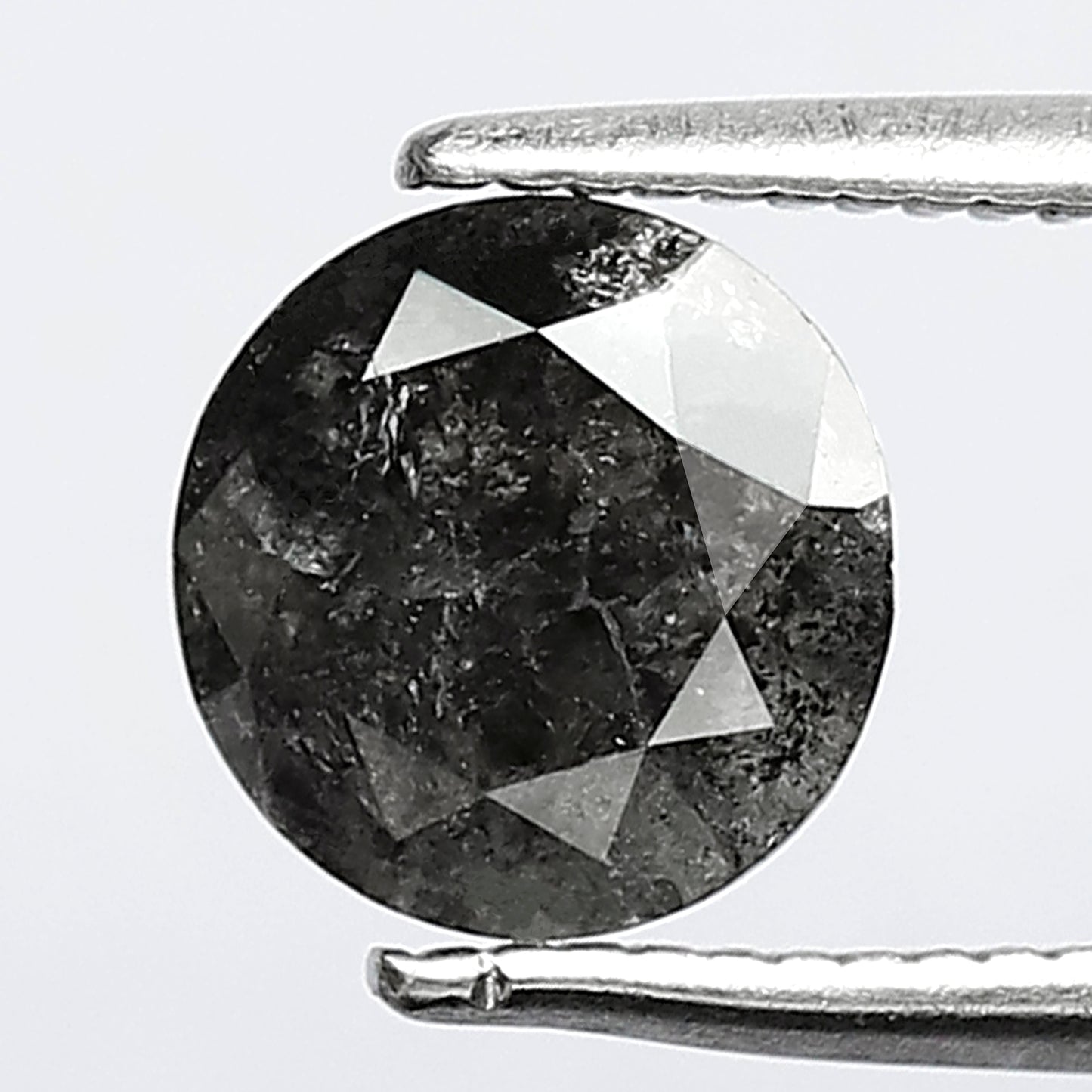 1.20 CT Round Brilliant Cut Loose Salt and Pepper Diamond, 6.80 mm Gray Black Natural Diamond for Bridal Ring, Ethical Wedding Jewelry Stone