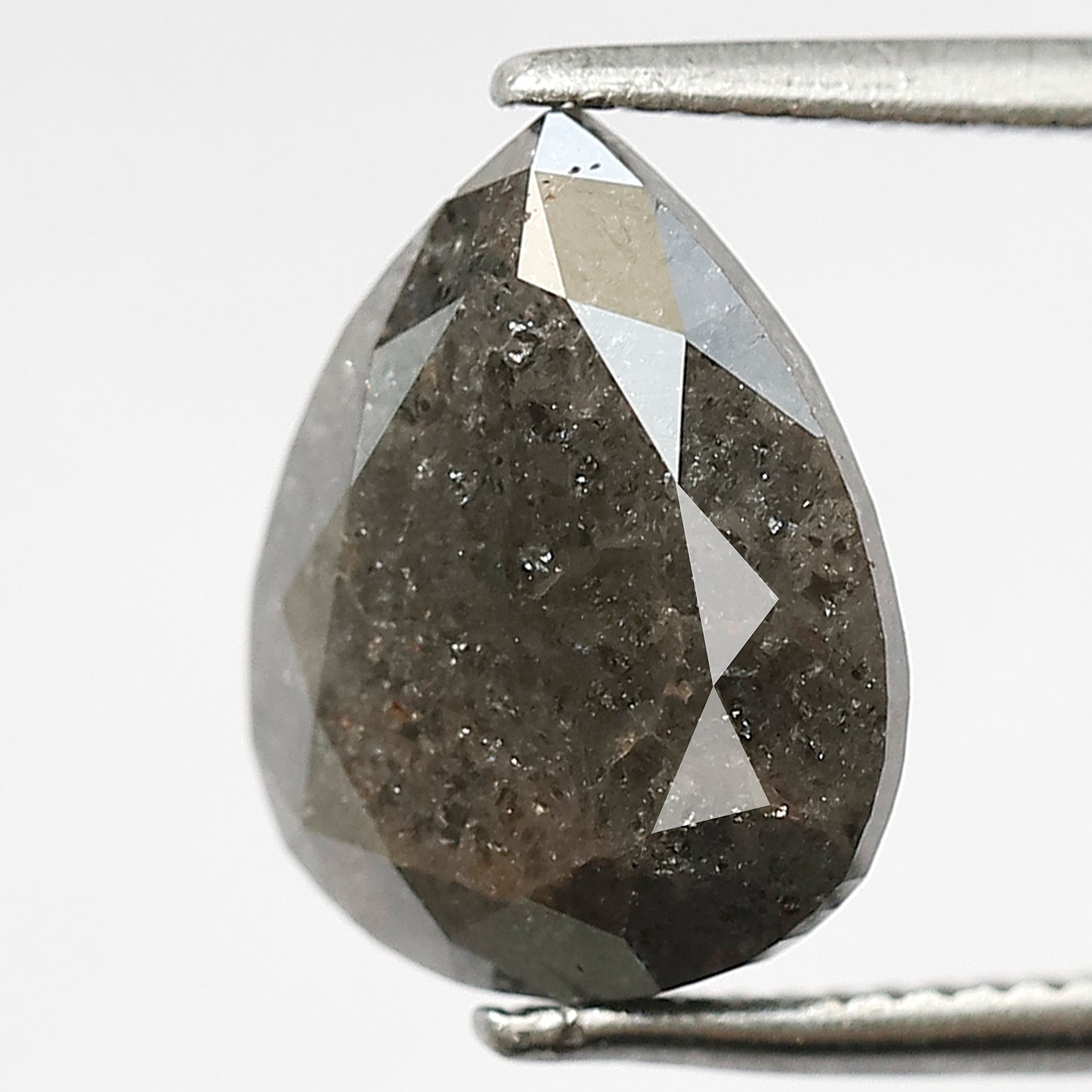 2.86 CT Pear Shape Salt and Pepper Loose Diamond, 10.50 mm Natural Gray Black Earth Mined Diamond For Making Pear Diamond Ring