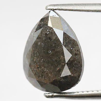 2.86 CT Pear Shape Salt and Pepper Loose Diamond, 10.50 mm Natural Gray Black Earth Mined Diamond For Making Pear Diamond Ring