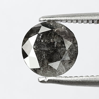 1.20 CT Round Brilliant Cut Loose Salt and Pepper Diamond, 6.80 mm Gray Black Natural Diamond for Bridal Ring, Ethical Wedding Jewelry Stone