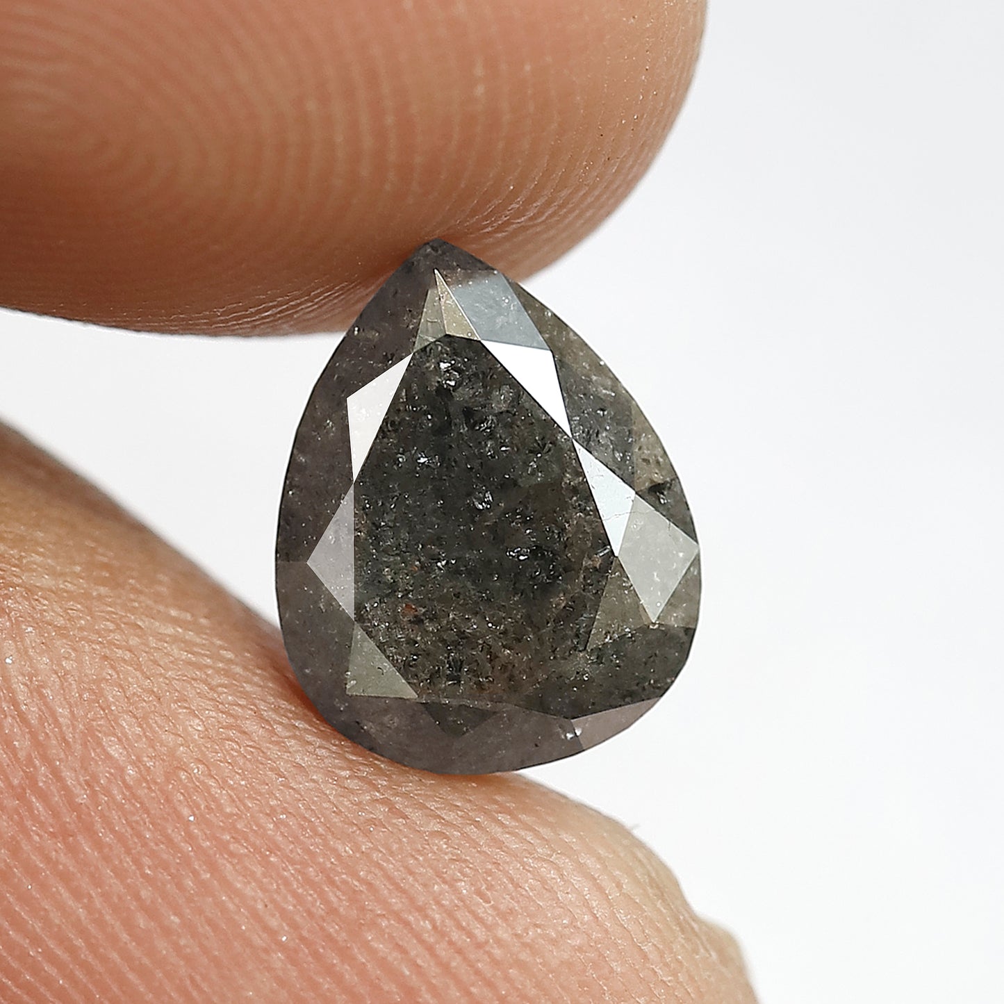 2.86 CT Pear Shape Salt and Pepper Loose Diamond, 10.50 mm Natural Gray Black Earth Mined Diamond For Making Pear Diamond Ring