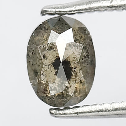0.80 CT Fancy Brownish Half Cut Loose Salt and Pepper Oval Shape Ethically Sourced Diamond ideal for making Halo Engagement Ring