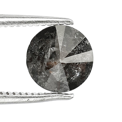 1.20 CT Round Brilliant Cut Loose Salt and Pepper Diamond, 6.80 mm Gray Black Natural Diamond for Bridal Ring, Ethical Wedding Jewelry Stone