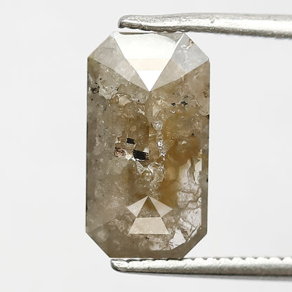 2.33 CT Grayish Emerald Shape Loose Diamond, Natural Ethical Salt and Pepper Diamond For Wedding Ring