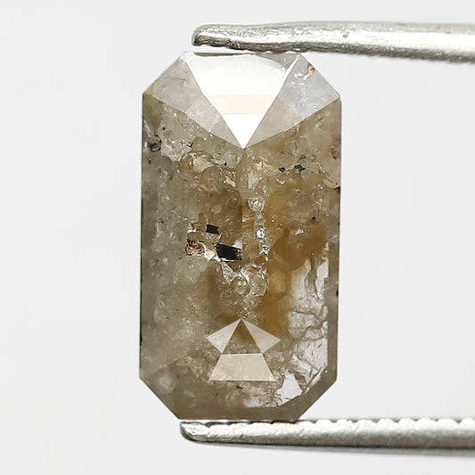 2.33 CT Grayish Emerald Shape Loose Diamond, Natural Ethical Salt and Pepper Diamond For Wedding Ring